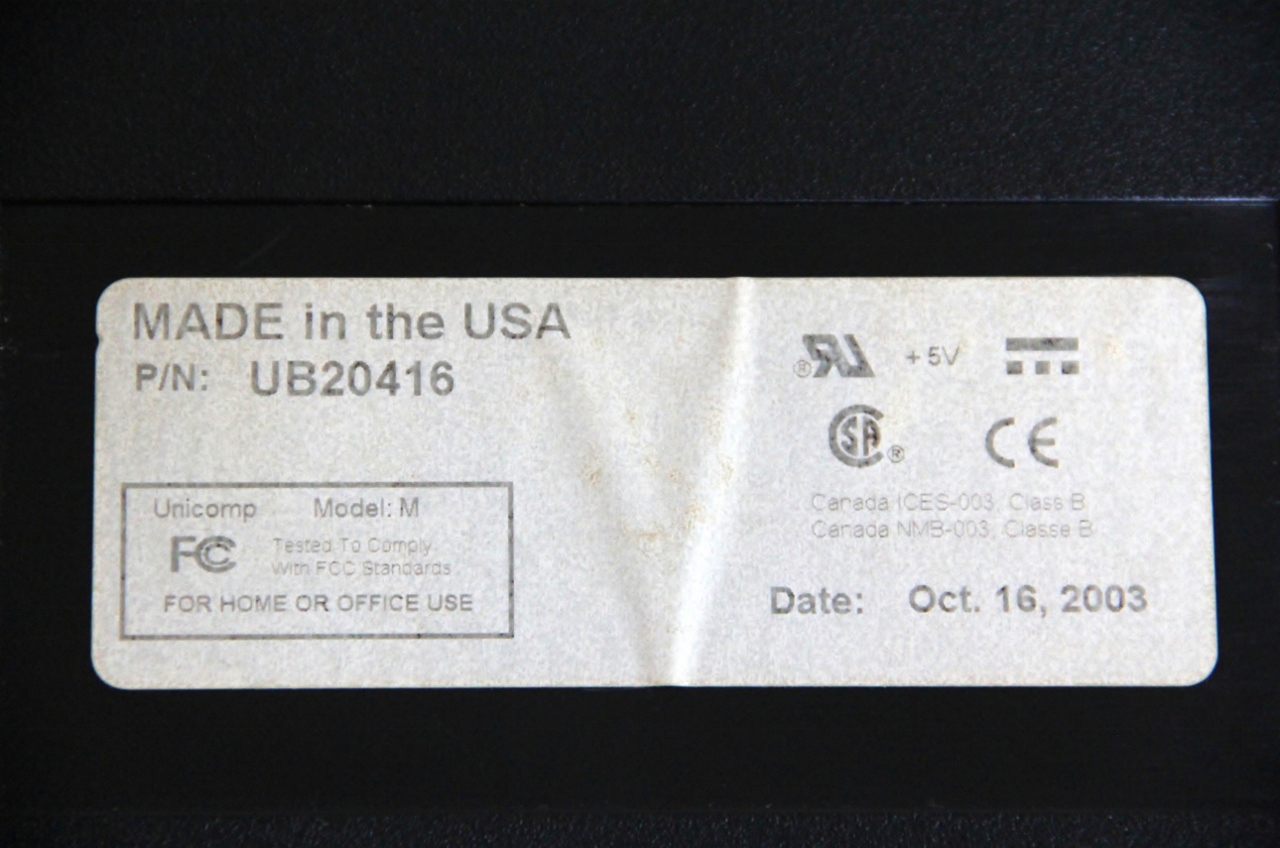 2003 Unicomp black model M (UB20416) Oct 16, 2003 – ClickyKeyboards